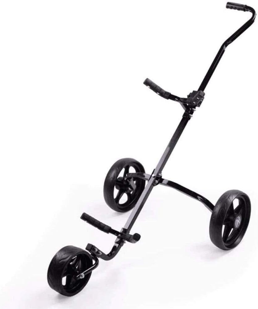 3-Wheel Foldable Golf Trolley, Easy Push/Pull Hand Cart with Front Suspension, Manual Brake, Lightweight and Compact