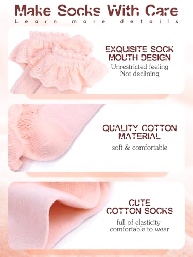 Urieo Baby Girls Socks Lace Ruffle Crew Socks Princess Dress Socks for Toddler Girls2