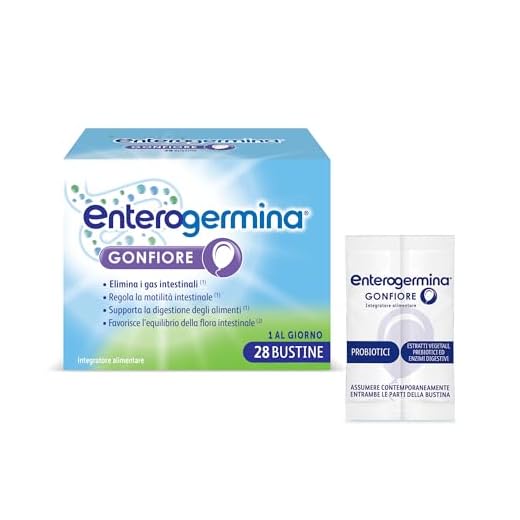 Enterogermina Gonfiore, Fermenti Lattici per Adulti, Probiotici - Integratori con Enzimi Digestivi ed Estratti Vegetali contro Pancia Gonfia e Gonfiore Addominale (28 Bustine Gusto Pesca)