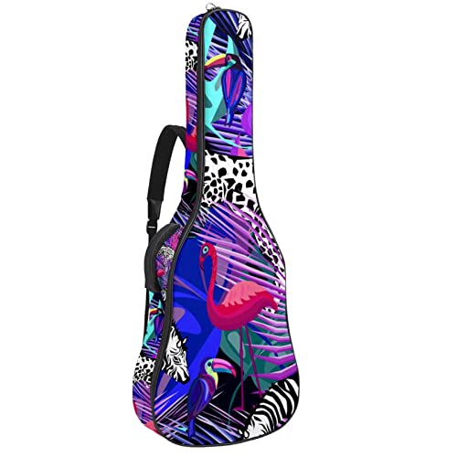 Housse guitare acoustique imperméable motif flamant rose zèbre