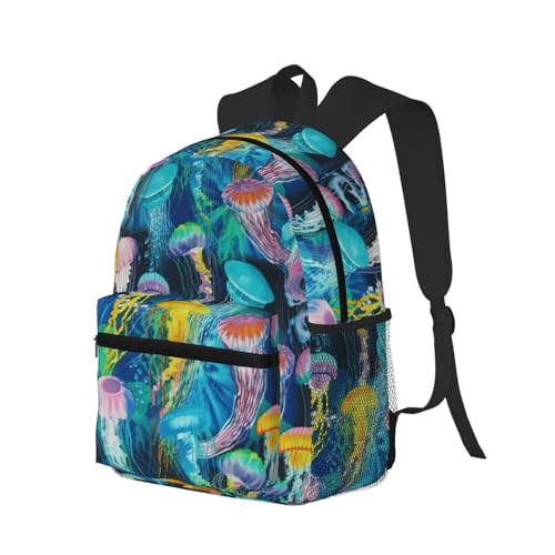BREAUX Colored Jellyfish Print Lightweight And Comfortable Duffel Bag, Casual Daypack, Multipurpose Backpack2