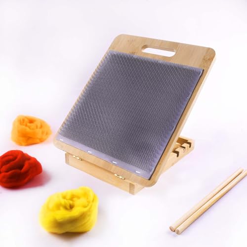 Image of Viredelo Wool Blending Board and Carding Brush Set - Complete Kit with Adjustable Stand and 1 Pieces Wool Brush with 2 Dowels for Spinning Fiber Preparation