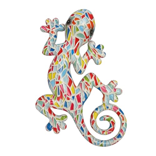 Decorazione da Parete con Geco in Metallo, Lucertola Per Interni Ed Esterni, Decorazione Per Esterni, Buona Fortuna, Saggezza, Dipinta a Mano, Colorfast, Lucertola 3D, Scultura da Parete(UN)