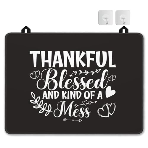Thankful Blessed and Kind of a Mess Stove Top Cover for Electric Stove,Extra Thick Natural Rubber Glass Top Protector,Prevents Scratching,Expands Usable Space 28 x 20