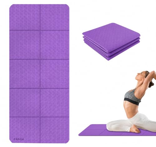 Image of PANCA Folding Yoga Mat for Exercise 8mm Thick Big Size Non Slip Workout Mat for Yoga, Meditation, Pilates, Gymnastics & Home Gym | Foldable Exercise Floor Mat for Men Women Kids (Purple)
