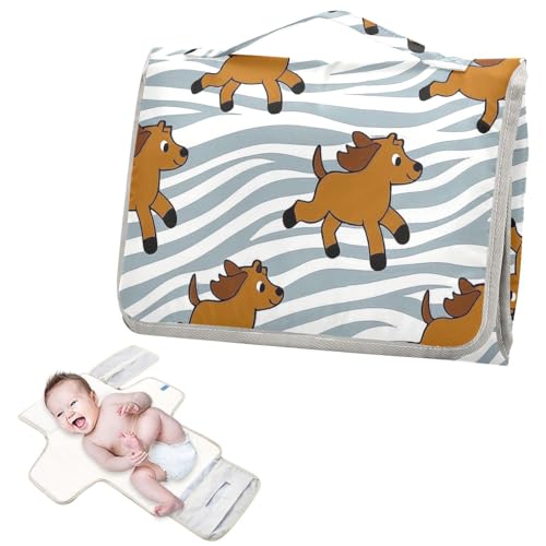 Cambiadores reutilizables para bebé con bolsillo de pañuelos, lindo cartoo marrón, caballo, animales, rayas, cambiador, pañal, cambiador, viaje, para niñas y niños cambiadores de pa?ales para bebés