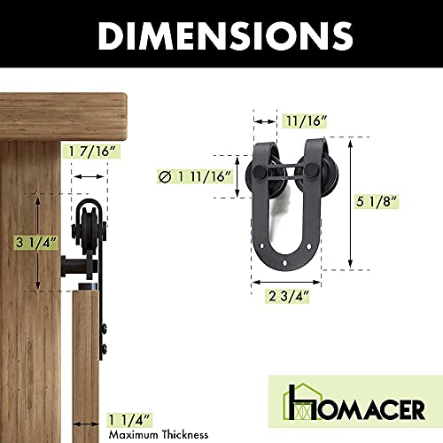 Homacer Mini Black Rustic Non-Bypass Sliding Barn Door Hardware Kit, For Two/Double Doors, 84-Inch Long Flat Track, Horseshoe Design Roller, Cabinet Tv Stand Console Use… #TOP6