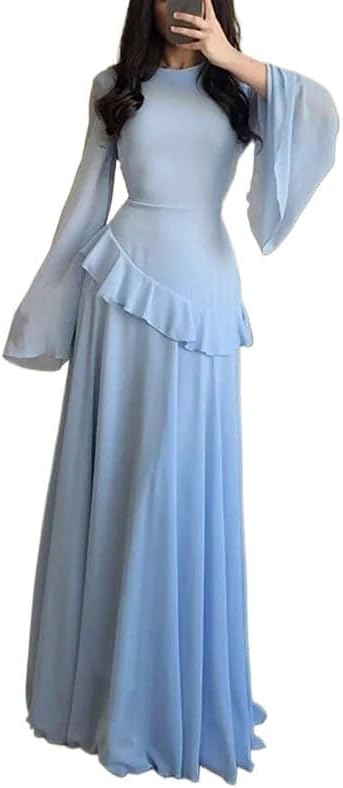 Robes for Woman O Neck Solid Ruffles Party Pleated Dress Spring Autumn Wine Red XS