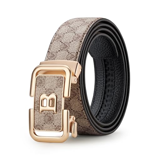 VANNANBA Stylish Ratchet Dress Belts for Men Mens Designer Belt with Letter B Buckle for Business Casual Jeans