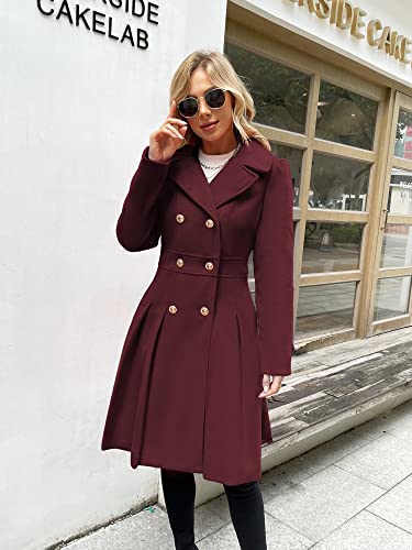 Image of GRACE KARIN 2026 Women's Fashion Trench Coat Notch Lapel Double Breasted Thick A Line Pea Coats Jacket with Pockets(S-2XL)