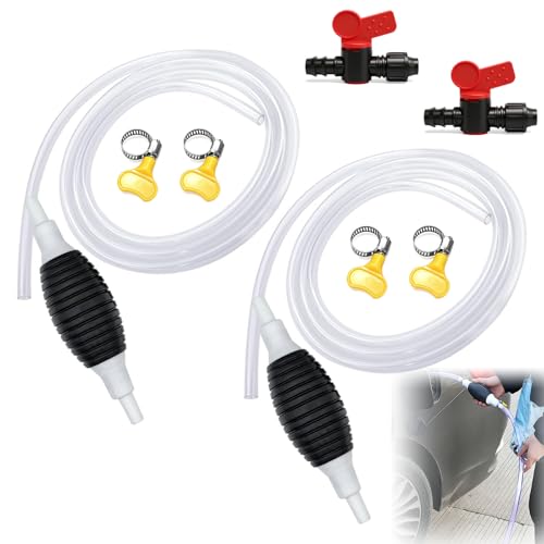 2Pcs Multifunction Liquid Sucker Pump Hand Fuel Transfer Pump High Flow Gas Siphon Pump Portable Siphon Pump For Gasoline Diesel And Other Liquid Water With 3.2ft Hose