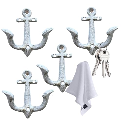 Notakia White 4Pcs Wall Hooks - Antique Shabby Chic CastIron