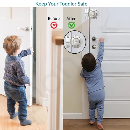 Image of Plantex Baby Latch for Bathroom /Door Latch Lock for Bathroom /Door Stopper /Baby Latch /Door chitkani /Door Latches for Home /Office /Bedroom -Pack of 1 (Satin)