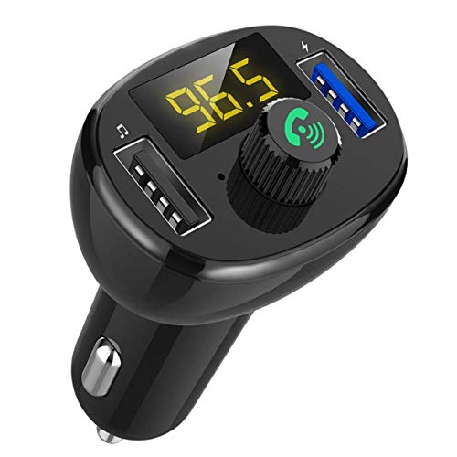 AZWang Bluetooth FM Transmitter for Car Wireless Radio Adapter Hands-Free Car Kit Dual