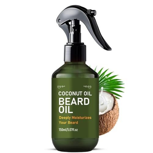 XJBD Kokosöl-Bartspray für Männer, 150 ml, leichtes Bartöl mit Vanille-Orchidee, schnell einziehender Leave-In Conditioner zum Erweichen, Befeuchten und Zähmen des Gesichtshaars, alle Barttypen