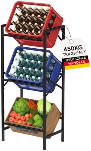 Lifewit Getränkekistenregal 3 Kisten, Stabil Kistenregal Metall trag. 450kg | Platzsparend Bierkisten Regal, Getränkeregal, Wasserkasten Regal, Kastenregal Ständer für Bier Getränk