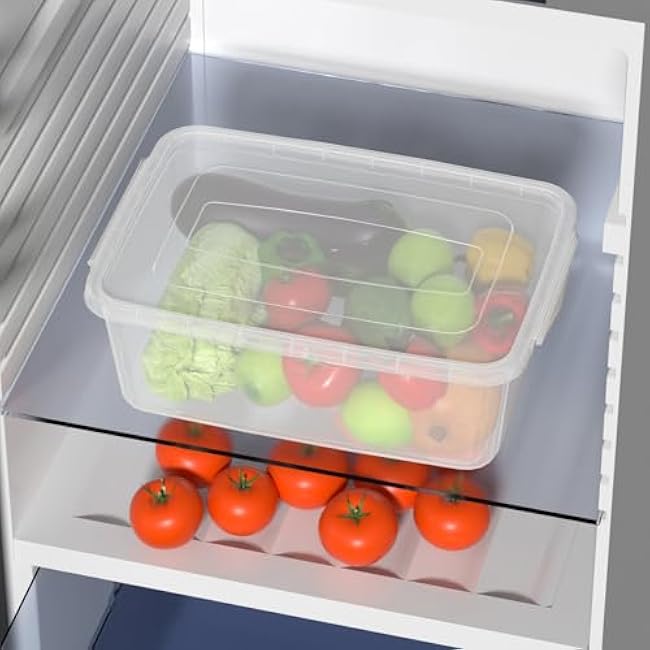 12 Packs Plastic Clear Storage Bins, Plastic Storage Boxes with Lids, 14 L