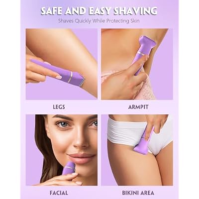 Bikini Trimmer for Women, Tiovara Painless Electric Razors Shaver IPX7 Waterproof Cordless Body Hair Trimmer Pubic Hair Removal with USB Charge Dock for Underarm Leg Arm Body Face Silk Skin (Purple)