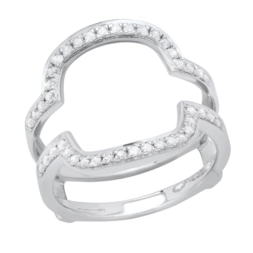 Dazzlingrock Collection 0.34 Carat (ctw) Round White Diamond Enhancer Double Guard Anniversary Wrap Band Ring 1/3 CT | 925 Sterling Silver