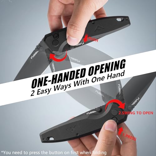 FLISSA Pocket Folding Knife with Button Lock and Pocket Clip(Black) by FLISSA - Used condition - Image 5