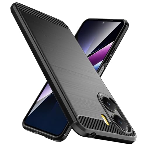 Natbok Designed for Xiaomi Poco X7 Pro Case,Flexible TPU [Brushed Texture] [Anti-Slip] Shockproof Military Protection Bumper Phone Case,Slim Case Cover for Poco X7 Pro,Black