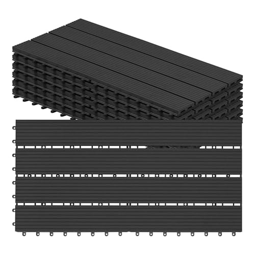WOLTU WPC Fliese, Terrassenfliesen Holz-Optik, Bodenbelag mit Klicksystem,...