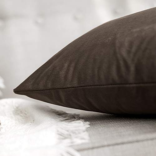 Miulee Decorative Velvet Pillow Cover Soft Square Throw Pillow Cover Soild Cushion Cover Pillow Case For Sofa Bedroom Car 24 X 24 Inch 60 X 60 Cm Dark Coffee #TOP1