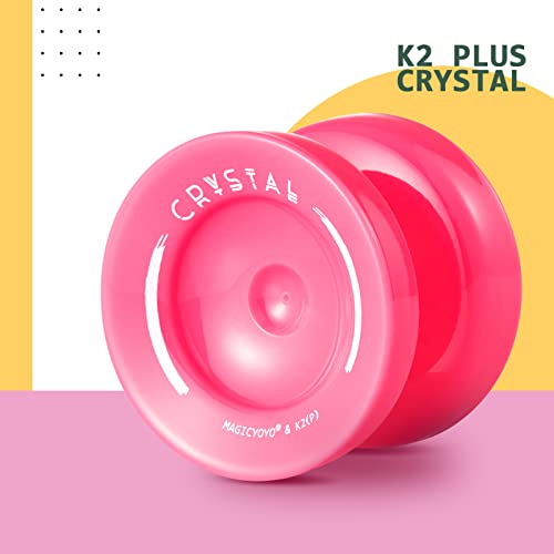 Image of MAGICYOYO K2 Plus Crystal Responsive Yoyo for Kids, Dual Purpose Yo-yo for Beginner, Replacement Unresponsive Bearing for Intermediate Advanced, with 5 Yo-yo Strings, Bag, Bearing Remover (Pink)