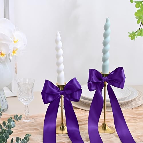 Image of Double Face Purple Satin Ribbon 1-1 /2 inch X 25 Yards Polyester Purple Ribbon for Gift Wrapping Very Suitable for Weddings Party Hair Bow Invitation Decorations and More