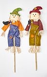 60' Scarecrow with Crow on Pole, Set of 2