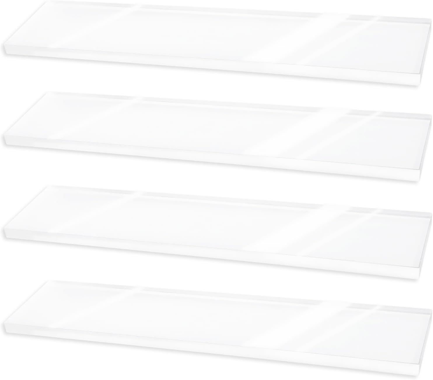 4pcs Medicine Cabinet Shelf Replacement, 13x1.18in/33x7.6cm Wall Mount Acrylic Shelves Board Storage 13 inch Shelving Replacemnt for Bathroom Kitchen Living Room Organizer (Clear)