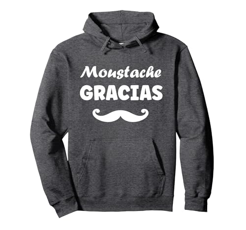 Barbe Hipster Moustache Gracias Homme Humour Moustache Sweat à Capuche, Unisexe pour Adultes, Chiné Foncé, S