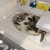 FEIPUHOME Art Alfombra de área de Patrones de Animales Lindos Erizo Estampados de Madre y bebé Alfombra para el Dormitorio del Aula Felpudo de la Cocina Alfombras del Piso del Comedor 160x220cm