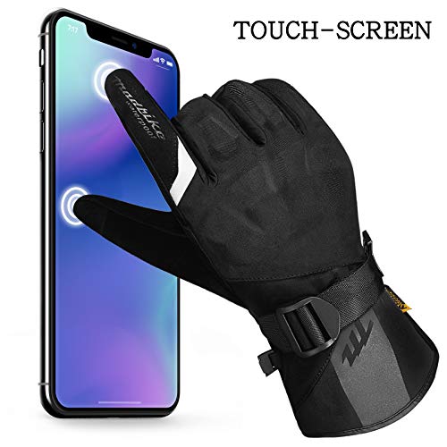 Madbike Motorcycle Motocross Waterproof Gloves For Winter Touchscreen Gauntlet (Black, Xl) #TOP6