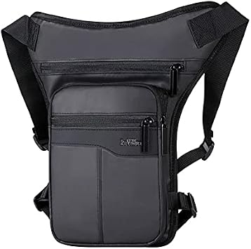 Casual Motorcycle Drop Leg Bag Hip Bum Fanny Pack Waterproof Side For Men Outdoor Waist BikeBlack