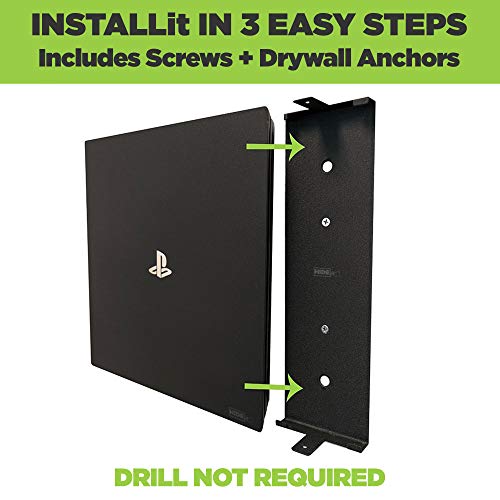 image for HIDEit Mounts 4P PS4 Pro Wall Mount, Black Steel PlayStation 4 Pro Mou