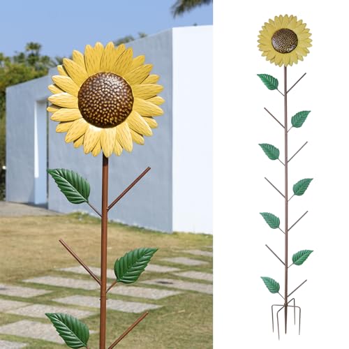 Metal Sunflower Glass Bottle Tree Stake for OutdoorColorful Garden Decorative Bottle Holder & Outdoor