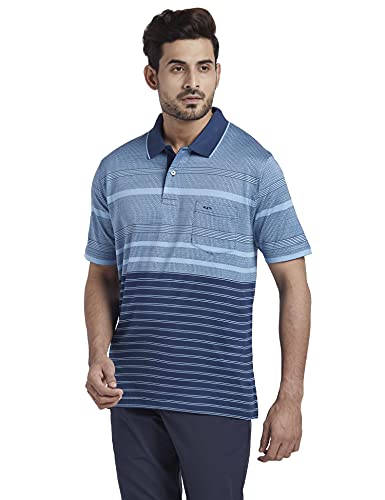 Image of Colorplus Men's Pure Cotton Jacquard Pattern Classic Fit Polo Neck Half Sleeve Casual T-Shirt