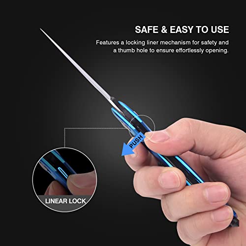 FUNBRO EDC Multitool Carabiner with Knife, Bottle Opener, Window Breaker and Screwdriver, Survival Knives Tools for Men Outdoor Camping (Blue) - Thumbnail 7