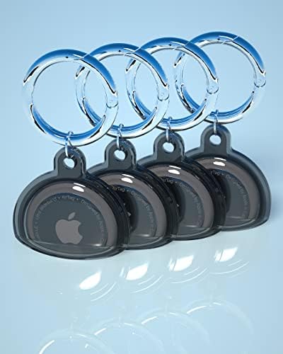 Estefanlo 4 Pack Airtag Holder, Airtag Keychain Waterproof Holder, Apple Air Tags GPS Tracker, Soft Full-Body Shockproof Tag Case for Dog Cat Collar, Keys, Luggage, Backpack