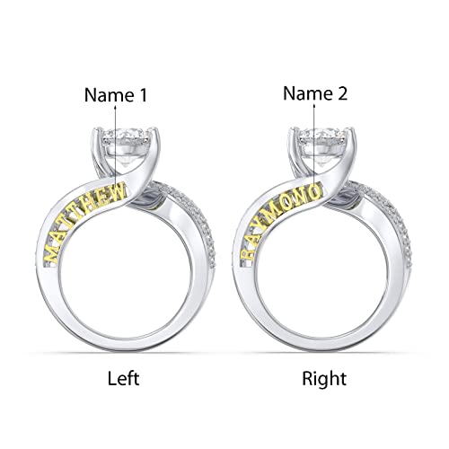 Glooraca Personalized 2 Names Silver Wedding Rings For Women Cubic Zirconia Rings Eternity Ring Engagement Rings (Style 8) #TOP2