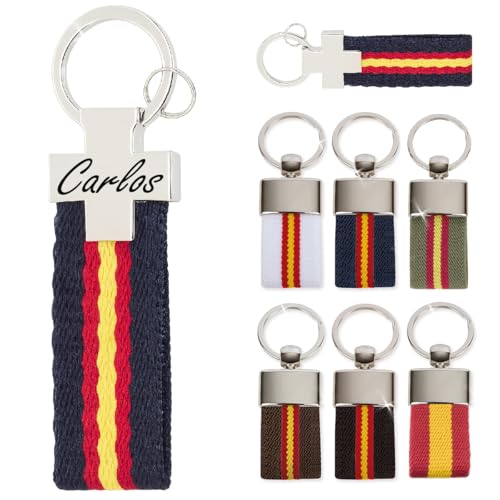Llavero personalizado Bandera de España - Regalos originales personalizados Mujer, Hombre, Parejas, Novios, Papa, Dia de Padre - Grabado con Nombre, Mensaje, Llaveros originales (Cruz azul)