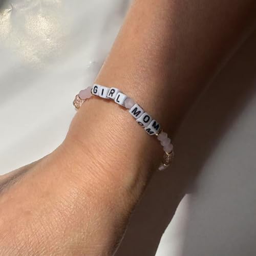 Girl Mom Bracelet Beaded Pink Mother's Day Gifts for Women Mom Gifts for New Girl Mama Beads Bracelet3