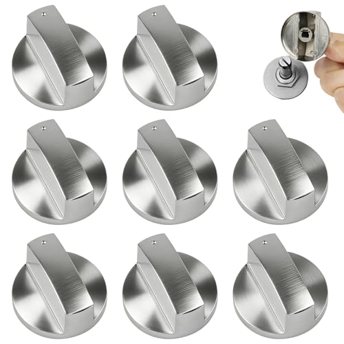 8 Pcs Cooker Knobs Replacement 6MM Universal Gas Hob Knobs Metal Oven Control Knob Stove Adaptors Button Accessories for Kitchen Cooktop Cookers Stoves Ovens Use Precise Temperature Control