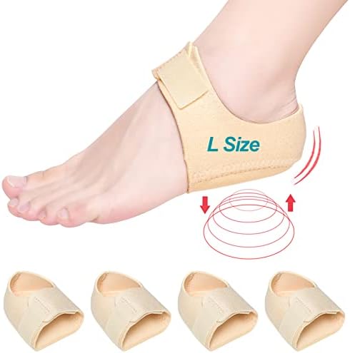 Heel Protectors(4 PCS), Heel Cups for Heel Pain, Plantar Fasciitis Heel Cups, Heel Cushion Support for Heel Pain, Achilles Tendinitis, Bone Spur, Heel Pads for Men & Women (Beige, Large Size)