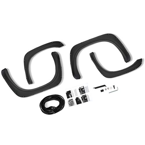 Fender Flare Kits Compatible For Dodge For Ram 1500 2002-2008 For Dodge For Ram 2500 2003-2009 For Dodge For Ram 3500 2003-2009 Textured Matte Black Front Rear Wheel Pocket Rivet Bolt Style #TOP1