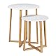 Relaxdays Beistelltisch 2er Set, runde Satztische, 48,5 & 60,5 cm hoch, modernes Design, Wohnzimmertisch, Natur/weiß