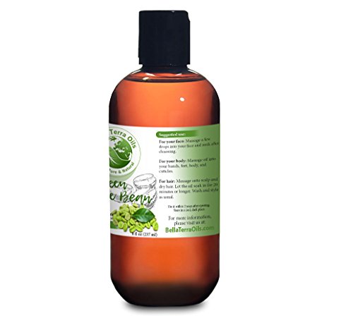 Bella Terra Oils Green Coffee Bean Carrier Oil. 8Oz. Cold-Pressed. Unrefined. 100% Pure. Non-Comedogenic. Chemical-Free. Great For Under-Eye Skin. Natural Moisturizer For Face, Body, Hair #TOP6