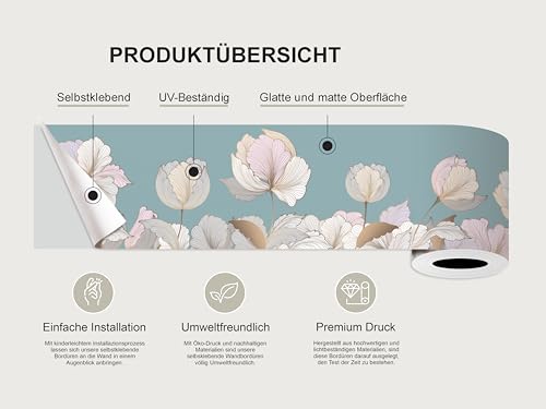 AG Design Selbstklebende Bordüre Wilder Blumen, AWB 8262 | Wasserfest Dekoration für Wände, Möbel, Tapeten, Wandverkleidungen und Türen, Folie, Mehrfarbig | Breite 500 cm x Höhe 13.8 cm