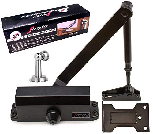 Floradis Automatic Black Door Closer With Hold Open And Parallel Plate. Suitable For Light Doors 55-100 Lbs. Magnetic Door Stopper #TOP2